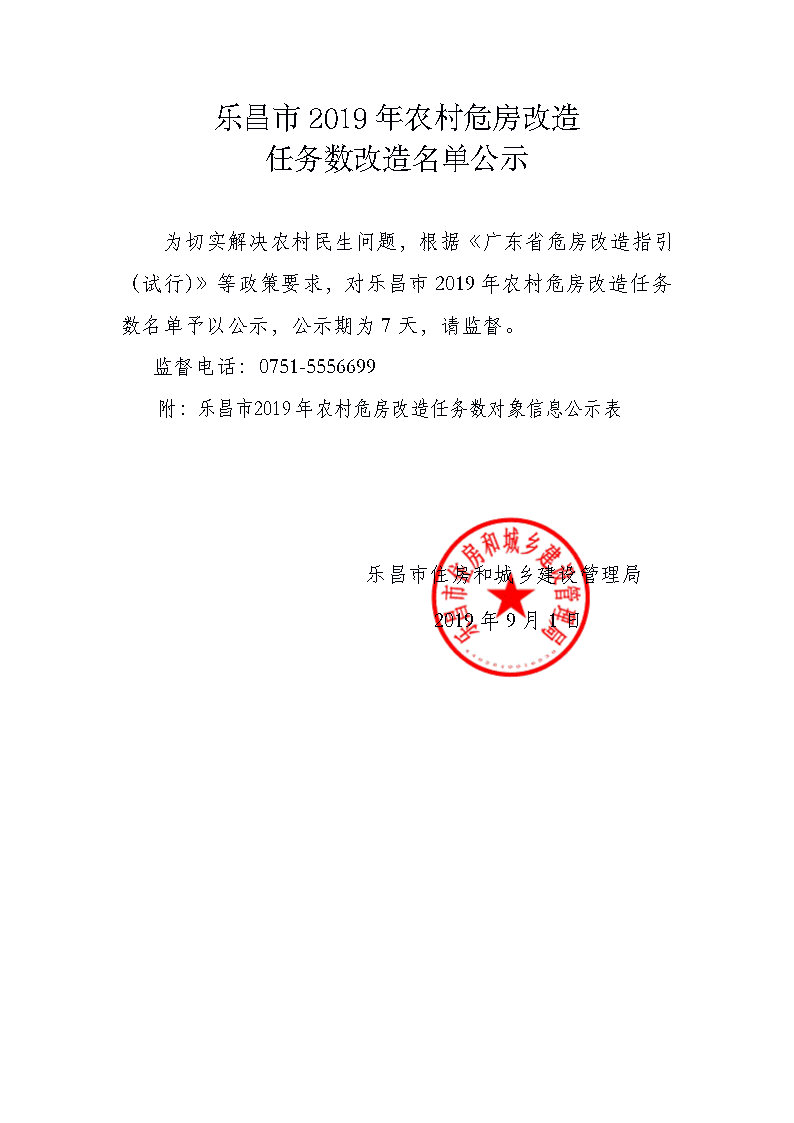 樂昌市2019年農(nóng)村危房改造任務數(shù)改造名單公示.jpg